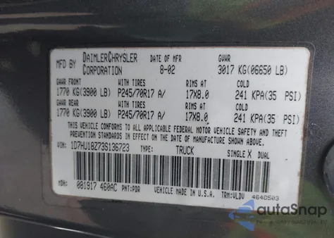 2003 Dodge Ram 1500 Slt/Laramie/St z USA, uszkodzony, nr VIN 1D7HU18Z73S136723